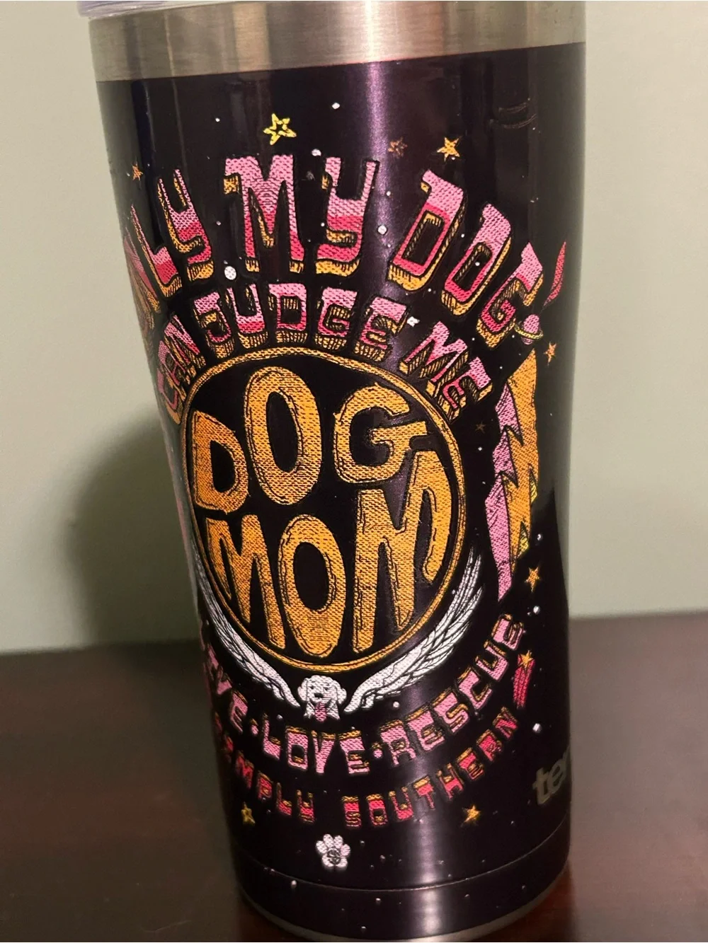 Simply Southern Dog Mom Tumbler - Black, Pink & Gold